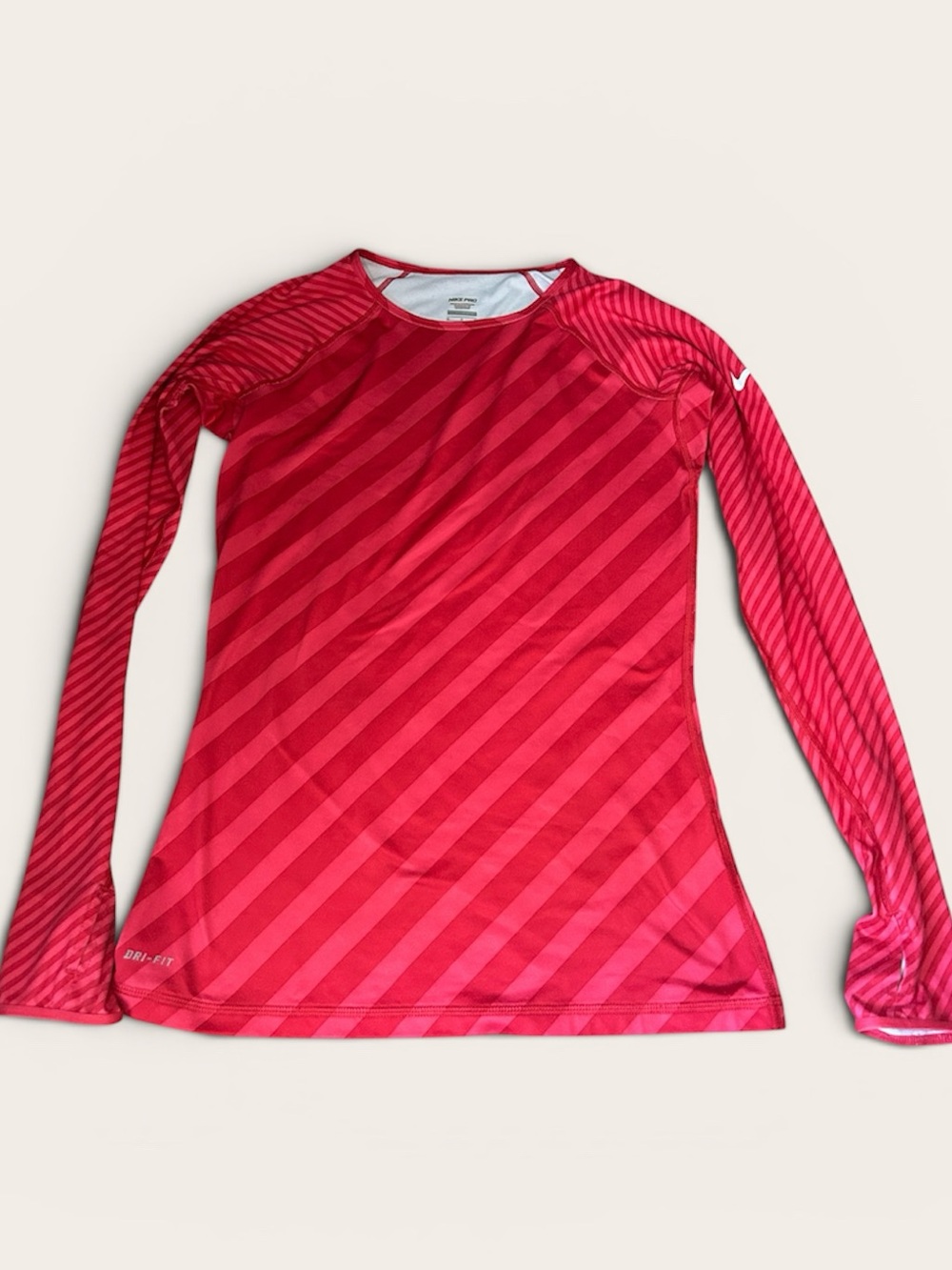 Nike Pro Pink and Red Long-Sleeve Active Top